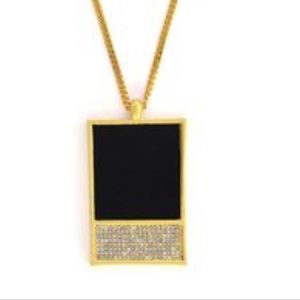 VINCE CAMUTO 👑 leather, gold & pavé pendant